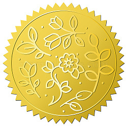 12 Sheets Self Adhesive Gold Foil Embossed Stickers, Round Dot Medal Decorative Decals for Envelope Card Seal, Flower, Size: about 165x211mm, Stickers: 50mm, 12pcs/sheet(DIY-WH0451-033)