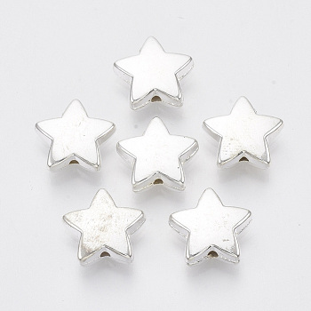 CCB Plastic Beads, Star, Silver, 13.5x14x5mm, Hole: 1.5mm, about 970pcs/500g