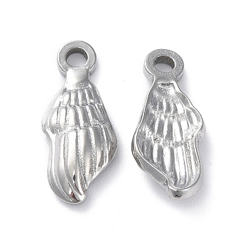 304 Stainless Steel Pendants, Conch Charm, Stainless Steel Color, 18x7.5x3mm, Hole: 1.8mm