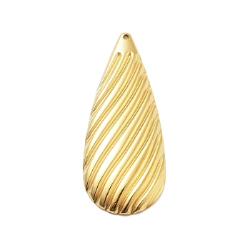 304 Stainless Steel Big Pendants, Real 18K Gold Plated, Teardrop, 50x21x3mm, Hole: 1.5x1mm