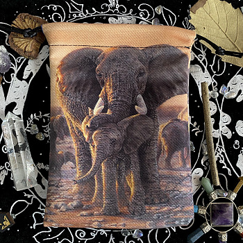 Animal Print Velvet Jewelry Storage Drawstring Pouches, Rectangle Jewelry Bags, for Jewelry Storage, Elephant, 18x13cm