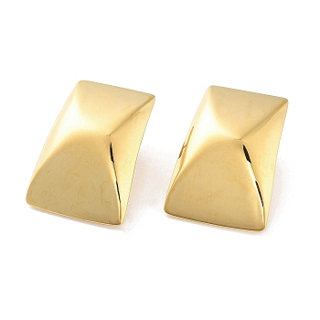 304 Stainless Steel Stud Earring, Rectangle, Golden, 29x21mm
