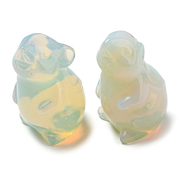 Opalite Carved Mouse Figurines, for Home Office Desktop Feng Shui Ornament, 38~39x23~24x24~26mm