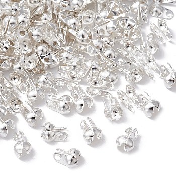 Iron Bead Tips, Calotte Ends, Clamshell Knot Cover, Silver, 8x4mm, Hole: 2mm, Inner Diameter: 4.5mm