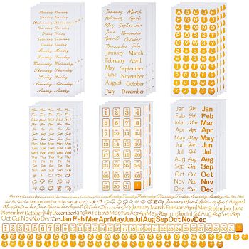 24 Sheets 6 Styles Waterproof PET Adhesive Stickers, Bear with 26 Alphabet and Mark, DIY Gift Hand Account Photo Frame Album Decoration Sticker, Mixed Color, 4sheet/style
