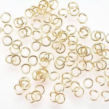 304 Stainless Steel Open Jump Rings, Real 18k Gold Plated, 26 Gauge, 3x0.4mm, Inner Diameter: 2mm, 3000pcs/bag