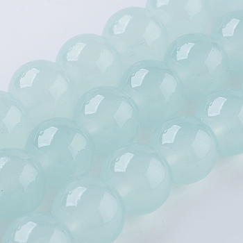 Glass Beads Strands, Imitation Jade, Round, Pale Turquoise, 8mm, Hole: 1mm, about 50pcs/strand, 15.7 inch(40cm)