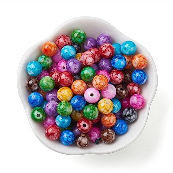 Baking Paint Opaque Acrylic Beads, Round, Mixed Color, 8mm, Hole: 1.5mm