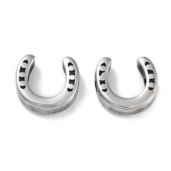 304 Stainless Steel Beads, Horseshoe, Antique Silver, 9.5x10x3mm, Hole: 1.8mm