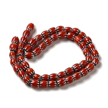 Handmade Nepalese Lampwork Beads, Rondelle, Red, 9~14x8~13mm, Hole: 2mm, about 53~61pcs/strand, 25~25.98''(63.5~66cm)