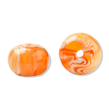Resin Beads, Imitation Gemstone, Flat Round, Orange, 16x11mm, Hole: 2.1~2.3mm