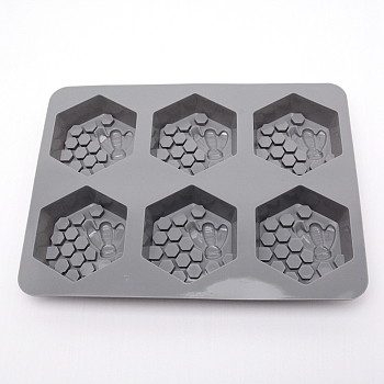 Bee Honeycomb Food Grade Silicone Molds, Fondant Molds, For DIY Cake Decoration, Chocolate, Candy, Soap Making, Gray, 245x180x24mm, Inner Diameter: 75x65mm