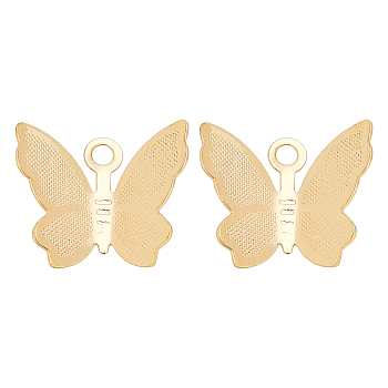 Brass Charms, Butterfly, Real 18K Gold Plated, 11x13x3.5mm, Hole: 1mm, 40pcs/box