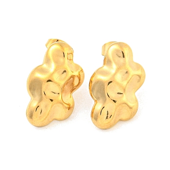 304 Stainless Steel Ear Studs, Stud Earrings for Women, Nuggets, Golden, 21x13mm