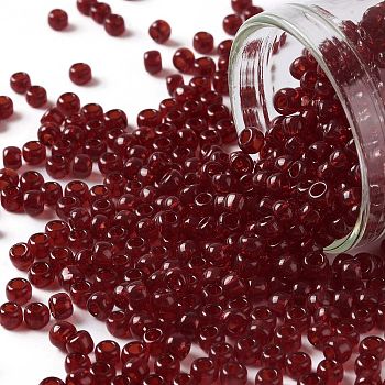 TOHO Round Seed Beads, Japanese Seed Beads, (5D) Transparent Garnet, 8/0, 3mm, Hole: 1mm, about 222pcs/10g