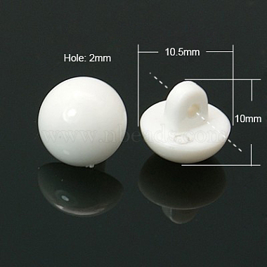 11mm White Half Round Acrylic 1-Hole Button