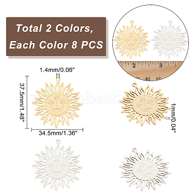 dicosmetic 16pcs 2 couleurs 201 pendentifs en acier inoxydable(STAS-DC0010-91)-2