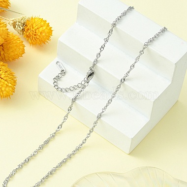 304 Stainless Steel Singapore Chain Necklace for Men Women(NJEW-YW0001-11)-5