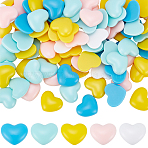 120Pcs Resin Cabochons, Heart, Mixed Color, 13x15.5~16x4~4.5mm(CRES-SP0001-25)