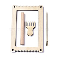 DIY Wooden Loom Kits, with Iron Needle & Fork & Stick, BurlyWood, 20.5x13.4x0.7cm, Hole: 7mm(DIY-WH0162-03A)