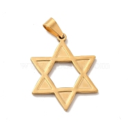 Vacuum Plating 201 Stainless Steel Pendants, Star of David Charms, Golden, 35.5x28x2mm, Hole: 9x4.5mm(STAS-K250-25)