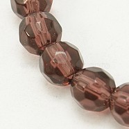 Glass Beads Strands, Faceted, Round, Medium Purple, 6mm, Hole: 1mm, about 50pcs/strand, 12.6 inch(GF6mmC03)