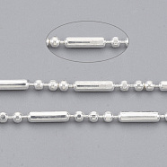 Brass Ball Chains, Ball & Bar Faceted Beaded Chains, Long-Lasting Plated, Soldered, with Spool, Cadmium Free & Lead Free, Silver, 5.8x1.4mm and 1.4mm, about 301.83 Feet(92m)/roll(CHC-S008-008A-S)