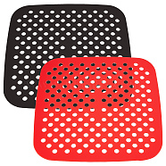 2Pcs 2 Colors Reusable Silicone Mesh Liner Mats, for Air Fryer, Square, Mixed Color, 212x212x1.5mm, 1pc/color(AJEW-GF0006-33)