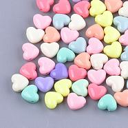Opaque Acrylic Beads, Heart, Mixed Color, 15x17x9.5mm, Hole: 2.5mm, about 330pcs/500g(SACR-Q100-M067)