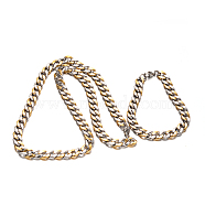 304 Stainless Steel Cuban Link Chain Necklaces & Bracelets Jewelry Sets, with Lobster Claw Clasps, Golden & Stainless Steel Color, 23 inch(584mm), 215mm(8-1/2 inch)(X-SJEW-I081-04-10mm)