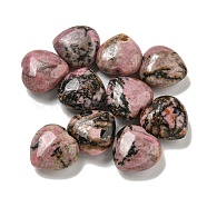 Natural Rhodonite Beads, Half Drilled, Heart, 15.5x15.5x8mm, Hole: 1mm(G-P531-A36-01)
