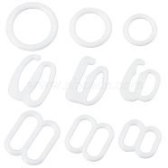 270Pcs 9 Style Plastic Underwear Strap Adjustment Buckles, Bra Slider Hoop, White, 9~13.5x9~13x1.5~2.3mm, 30pcs/style(AJEW-GF0005-72)