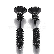 Vacuum Plating 304 Stainless Steel Unisex Punk Hip-hop Rock Nail Shape Screw Pierced Stud Earrings, Black, 25.5x7mm, Pin: 1mm(EJEW-F261-01C)