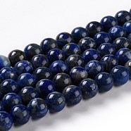 Natural Lapis Lazuli Beads Strands, Grade A, Round, 8mm, Hole: 1mm, about 46~48pcs/strand, 16 inch(G-G423-8mm-A)