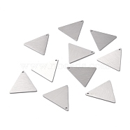 304 Stainless Steel Pendants, Double Side Drawbench, Stamping Blank Tag, Triangle, Stainless Steel Color, 25x25x1mm, Hole: 1.6mm(STAS-F271-08E-P)