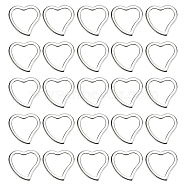 50Pcs 304 Stainless Steel Linking Ring, Heart, Stainless Steel Color, 14.5x15x1.5mm, Inner Diameter: 12x10mm(STAS-SC0007-50)