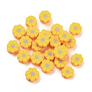 Handmade Polymer Clay Beads, Flower, Gold, 8.5x9x4mm, Hole: 1.6mm(X-CLAY-E005-05)