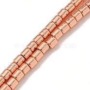 Electroplated Synthetic Non-Magnetic Hematite Beads Strands, Column, Rose Gold Plated, 2x2mm, Hole: 0.7mm, about 185pcs/strand, 15.79''(40.1cm)(G-I360-D01-03)
