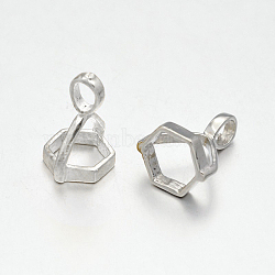 Brass Hexagon Bead Cap Bails, for Point Gemstone Pendant Making, Platinum, 16.5x12x10mm, Hole: 5x4mm & 9x9mm(KK-M138-01A)