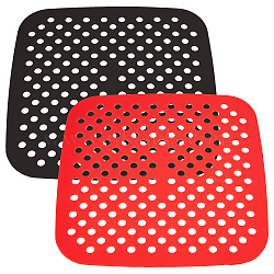 2Pcs 2 Colors Reusable Silicone Mesh Liner Mats, for Air Fryer, Square, Mixed Color, 212x212x1.5mm, 1pc/color(AJEW-GF0006-33)