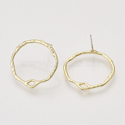 Alloy Stud Earring Findings, with Loop, Ring, Light Gold, 21x22.5mm, Hole: 3x1.5mm, Pin: 0.6mm(PALLOY-S121-240)