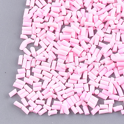 Handmade Polymer Clay Sprinkle Beads, Fake Food Craft, No Hole, Column, Pink, 2~6x1.5mm(CLAY-T015-22O)