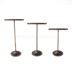 3Pcs 3 Sizes T Bar Iron Earring Display Stands Set, Jewelry Rack for Earrings Showing, Red Copper, 6x3.5x9.2~12.9cm, Hole: 1.6~1.8mm, 1pc/size(ODIS-K003-01R)