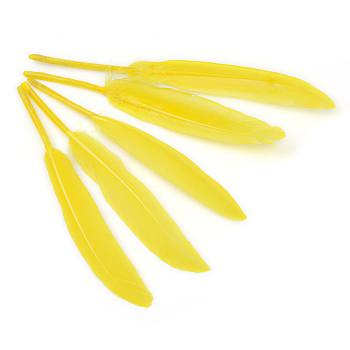Goose Feather Costume Accessories, Dyed, Yellow, 100~175x13~25mm