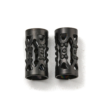 Hollow 304 Stainless Steel Beads, Column, Black, 8x4mm, Hole: 3mm