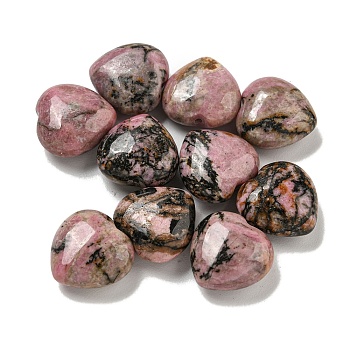 Natural Rhodonite Beads, Half Drilled, Heart, 15.5x15.5x8mm, Hole: 1mm