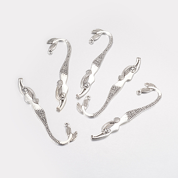 Tibetan Style Mermaid Alloy Bookmarks, Cadmium Free & Nickel Free & Lead Free, Antique Silver, 81.5x21x3mm, Hole: 3mm, about 162pcs/1000g