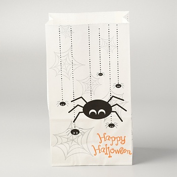 Halloween Theme Kraft Paper Bags, Gift Bags, Snacks Bags, Rectangle, Spider Pattern, 23.2x13x8cm