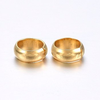 304 Stainless Steel Crimp Beads Covers, Golden, 8mm In Diameter, Hole: 6mm