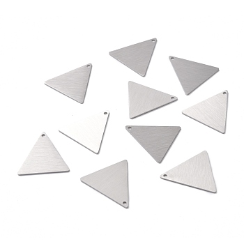 304 Stainless Steel Pendants, Double Side Drawbench, Stamping Blank Tag, Triangle, Stainless Steel Color, 25x25x1mm, Hole: 1.6mm